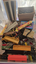 Vintage Model Train Lot HO N scale Tyco Track Cars power pack Building AS IS