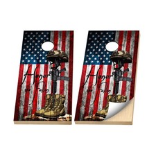 Premium Cornhole Vinyl Wraps -Armed Forces - Honor the Fallen Military Tribute