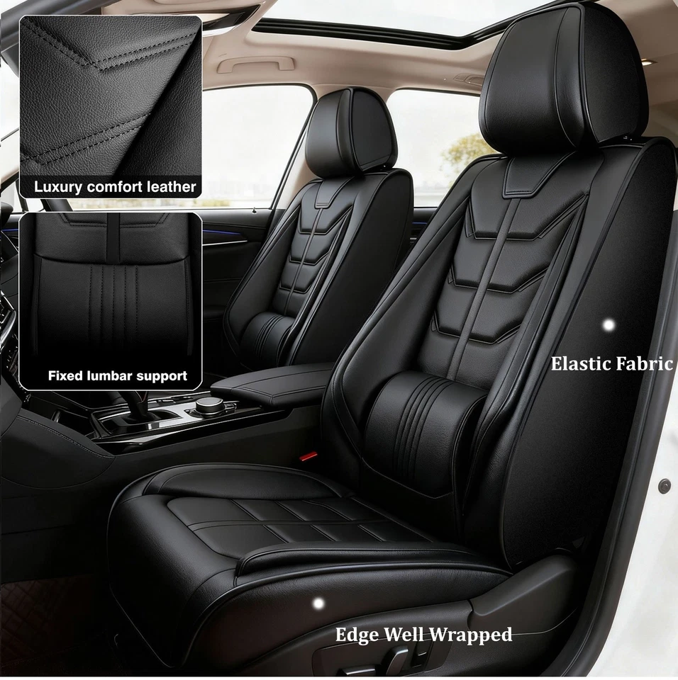 For Jeep Wrangler JK JL 4-Door 2007-2025 Leather Car 5 Seat Covers Full Set Foto 2 de 4