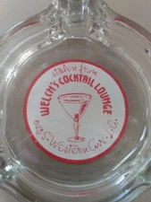 Welch's Cocktail Lounge L.A., (Calif.) Vintage Advertising Ashtray    Bar Glass