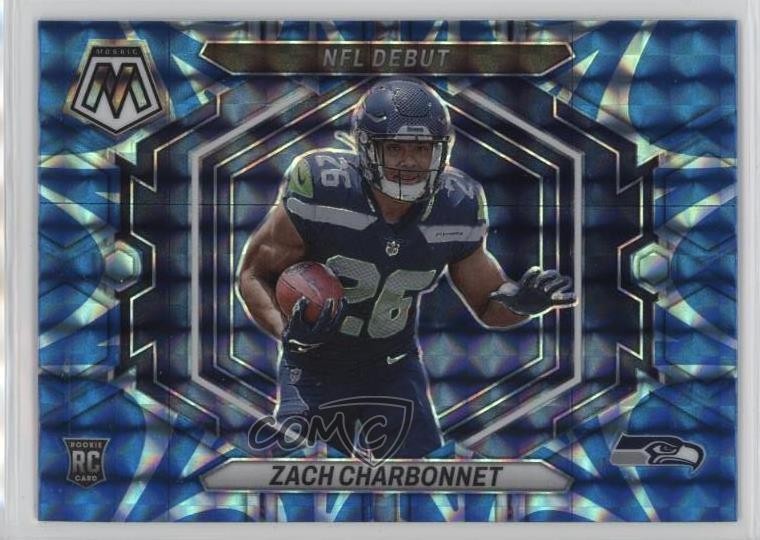 2023 Panini Mosaic NFL Debut Reactive Blue Prizm Zach Charbonnet Rookie RC 0t2