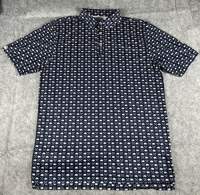 Straight Down Performance Mens Polo L Bison & Axes AOP Three Pines Country Club