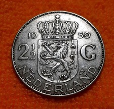 OLANDA NEDERLAND HOLLAND 2 1/2 GULDEN 1959 BB+ 15 GRAMMI ARGENTO 720X1000