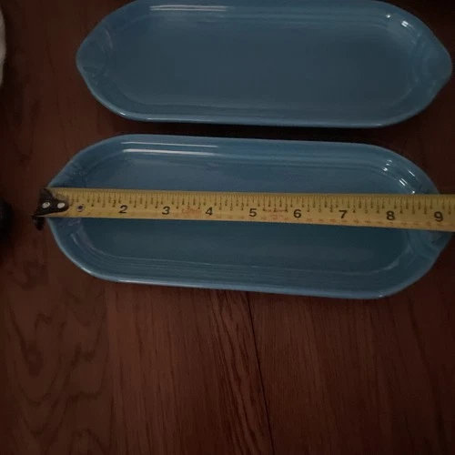 Fiesta ware Peacock Blue 2-pc. Utility Tray Corn On The Cob Holder/Relish Dish