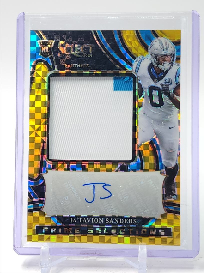 Ja'Tavion Sanders Panini Select Prime Selections Signature Relics #PSPSJSS Gold Prizm Jersey Number