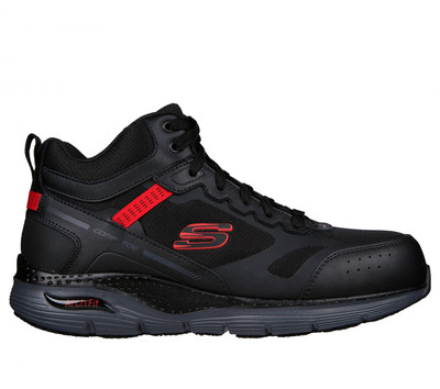 SKECHERS WORK Men's Arch Fit SR Bensen High-Top Work Shoe Black/Red  200159-B