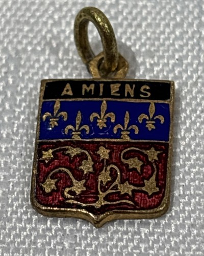 Vintage Messing? Und Emaille Französisches Reiseschild Amiens Charm