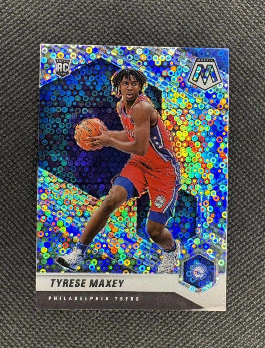 2020 Panini Mosaic NBA Debut Fast Break Silver Prizm Tyrese Maxey #263 Rookie RC