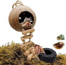 Hermit Crab Coconut Shell Hideout, Leopard Gecko Shell:5.3in, Brown