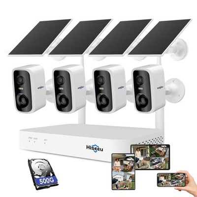 Hiseeu 4MP 10CH Solar Battery Wireless 5G WIFI Security Camera System PIR Detect