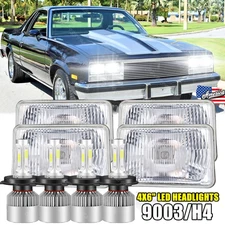 Fit 1982 - 1987 Chevrolet El Camino 4pcs 4X6 inch LED Headlights Hi/Lo Beam A++