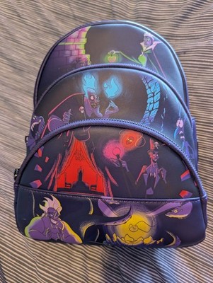 Loungefly Disney Villains Triple Pocket GLOW IN THE DARK Mini Rucksack Neu mit Etikett