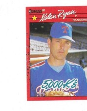 1990 Donruss - Nolan Ryan #659 5000 K's on FrontNO DOT miss print Rangers MLB