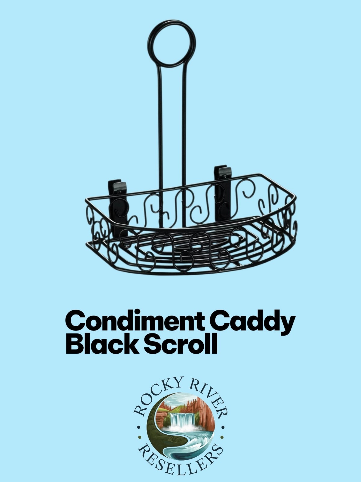 Condiment Caddy | Semi-Round | Black Scroll | American Metalcraft | CRS68