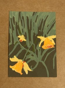 ACEO Original Flower Floral Acrylic Marker Painting on Paper, Small