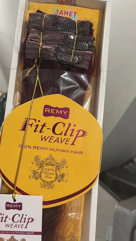 Human Hair Extensions 100% Remy Human Hair 8PCS - 18” 20” Straight red Burgundy - Image 2 of 4