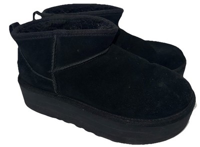 UGG Classic Ultra Mini Platform Boots Black Womens Size 8 EU 39