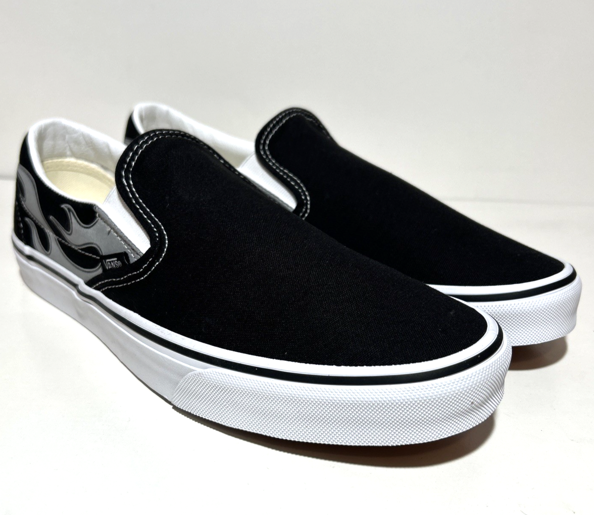超希少 VANS LOS ANGELES SLIP ON US9.5 27.5 Vans Slip On Mens Size 9.5 Reflective Flames Black White