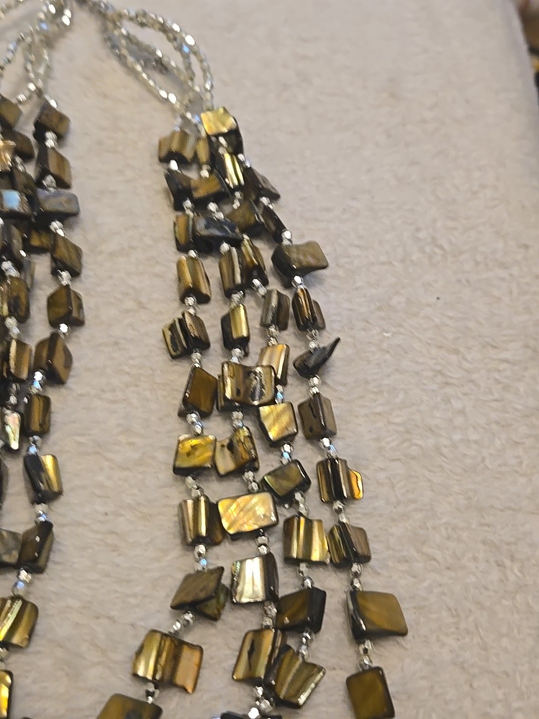 Multi-Strand Brown Shell Necklace - image 3