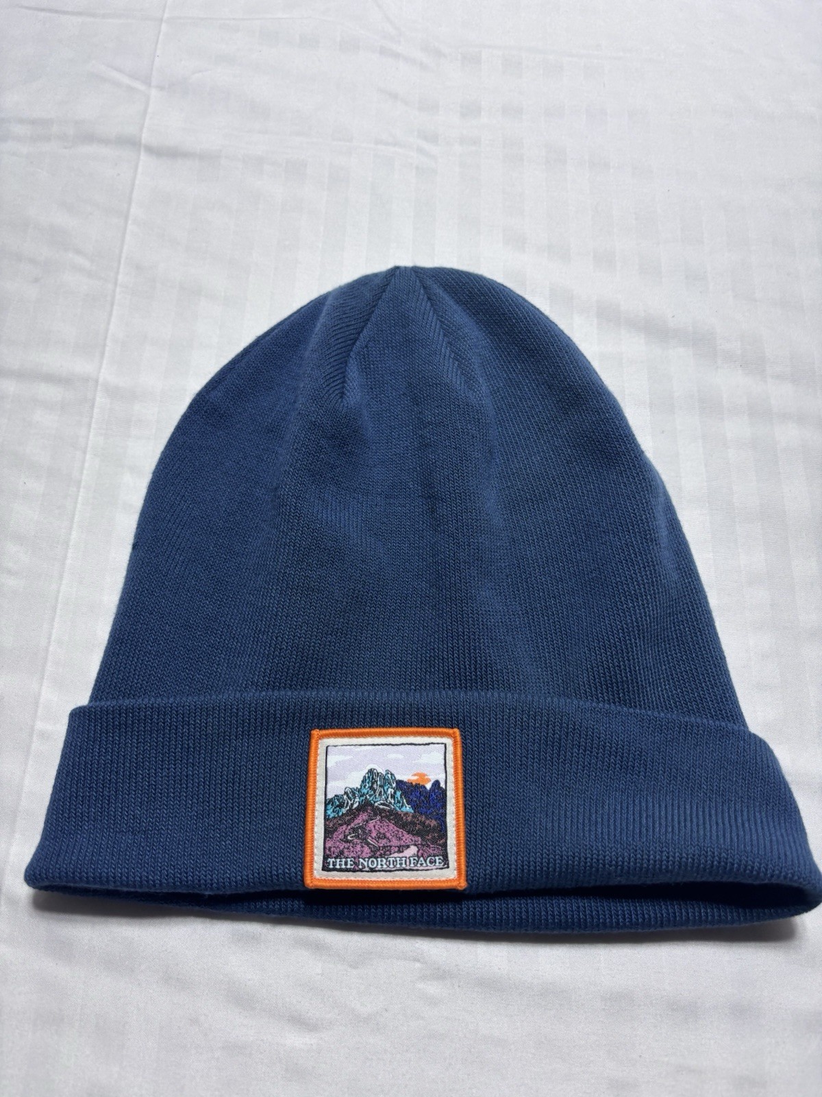 North Face Earthscape Embroidered Beanie in Blue - One Size Cozy Winter Hat