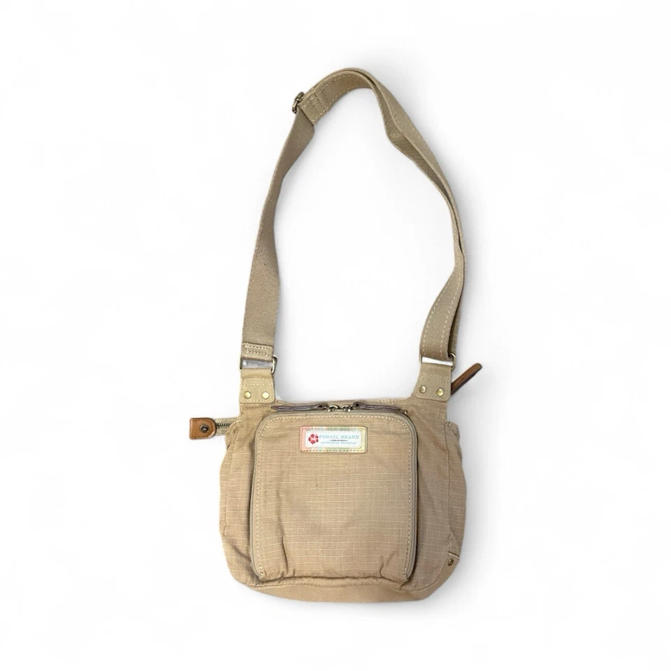 Bolso Bandolera De Colección Lona Fossil Bolso de Mano Tostado con Bolsillos Foto 2 de 4