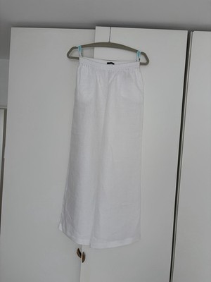 Sisley Damen Hose Leinen weiß XS S wie neu