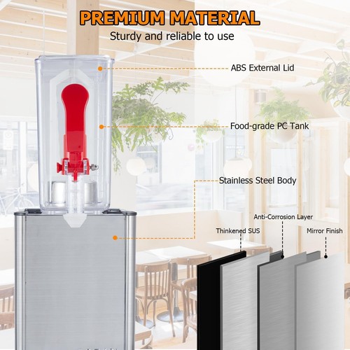 10L Commercial Beverage Dispenser with Temperature Control, 1 Tank 2.64 Gallon - 第 4/7 張圖片