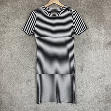 J Crew Mercantile Dress Womens Small Black White Stripe Short Sleeve- 5178