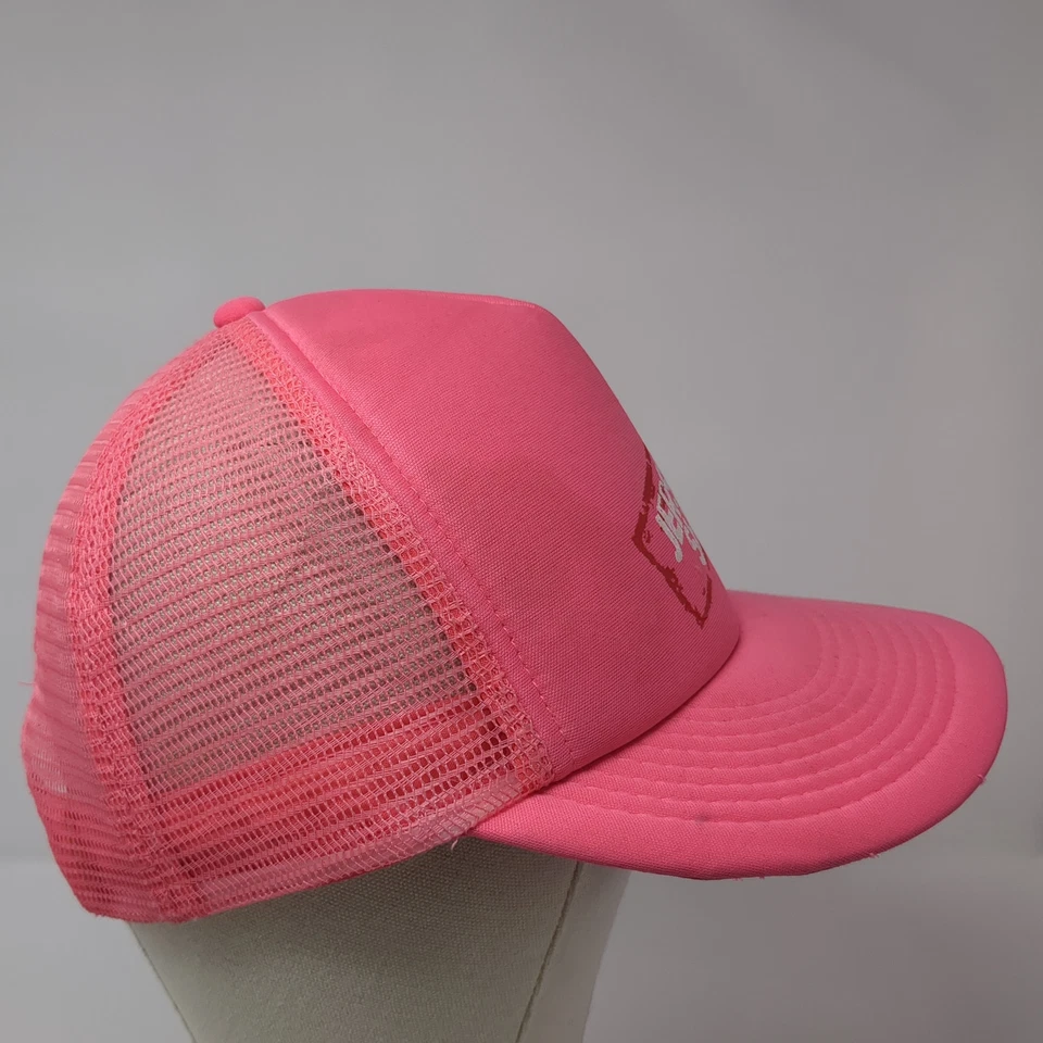 Chapéu caminhoneiro Jersey Shore Snapback rosa tamanho único malha traseira ajustável - Imagem 4 de 4