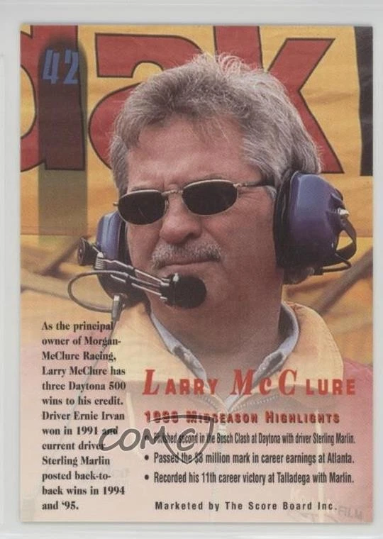 1996 Score Board Auto Racing Larry McClure #42 - Image 2 of 2