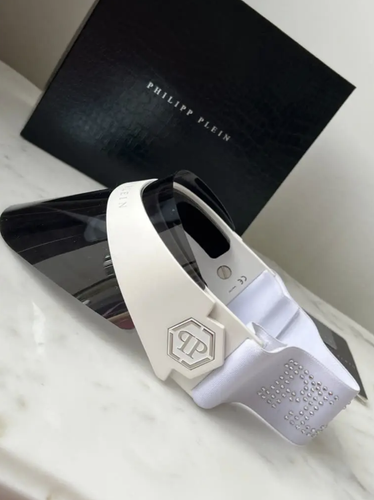 PHILIPP PLEIN SPP033S 5WWX Visor Hat Matte White Frame Silver Mirror Lens 99mm - 第 6/6 張圖片