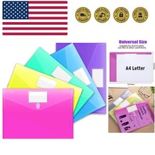 5 Pack File Folders, Clear Poly Envelopes Plastic Folders, Folder for Documen...