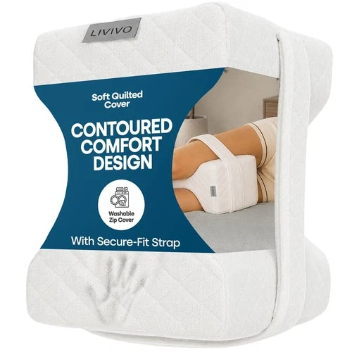 LIVIVO Leg Pillow with Adjustable Strap Orthopaedic Knee Support Pillow