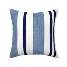 French Stripes Anderson Stripe Ticking White Printed Square Throw Pillow Cover