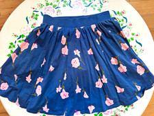 Tea Collection Girls Blue Pink Floral Cotton Knit Pull-On A-Line Skirt 12