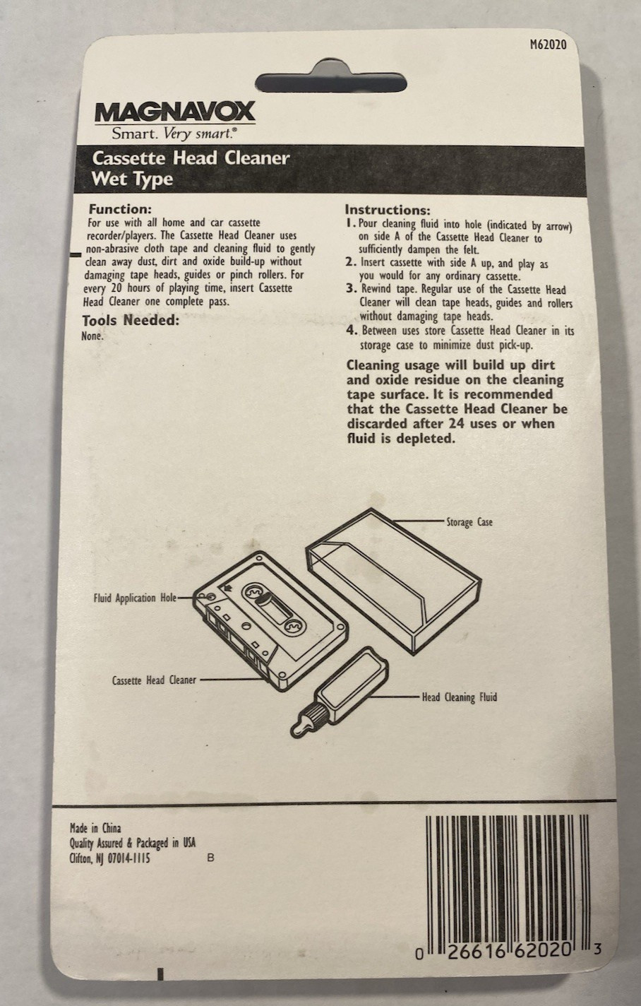 Magnavox Cassette Head Cleaner Wet Type M62020 w/liquid