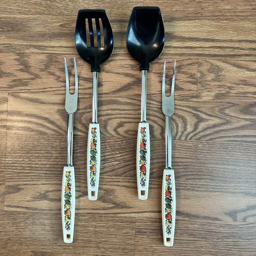 Vintage Ekco Nylon Spoon Slotted Spoon 2 Carving Forks Black USA Spice of Life
