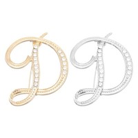 Brief Broschen Pins, 2Stk Initial Letter D Strass Broschen Metall, Gold Silber