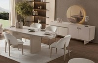 Esszimmer Set Esstisch 4X StüHle Sideboard Spiegel Modern Beige Fein