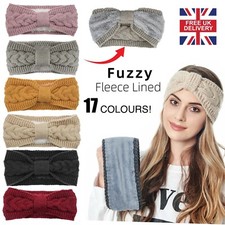 Winter Headband Women Insulated Twisted Warm Knit Hat Hairband Fleece Lined Soft