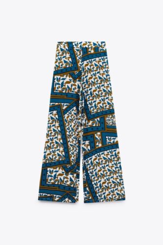 Zara flowing scarf print trousers Size L BNWT  - Picture 1 of 8