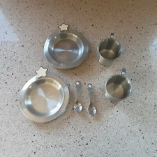 Danforth Pewter Luna Cups, Plates and Spoons- Made in USA