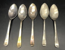 Sheffield England Silver Plate Serrated Grapefruit Spoons 5" - Vintage Set of 5