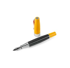 Montegrappa Miya Carbon Yellow Fountain Pen Fine 18kt nib MIB
