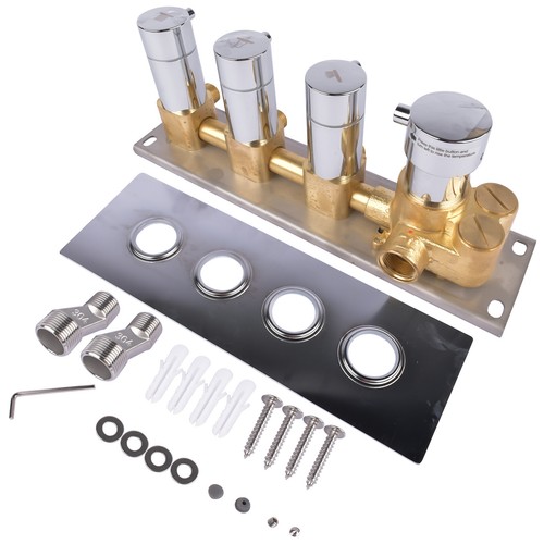 Kit Valvola Comando Doccia Miscelatore Termostatico Ottone 3/4/5 Funzioni Nero/Argento - Foto 17 di 84