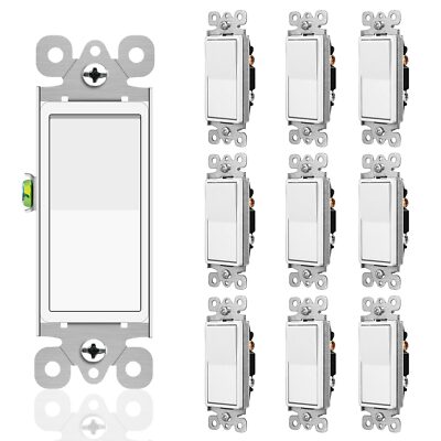 Universal 120/277V Single Pole Switch 15A White UL Listed Decora Rocker Home