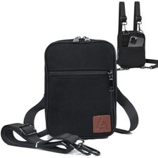 Small Crossbody Bags with 2-Way Zip and Multiple Shoulder Strap,Waist A0-Black