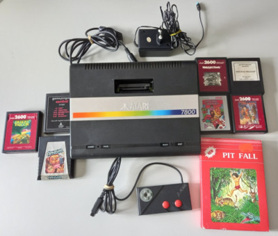 ATARI 7800 PAL Konsole + Kabel + 1 offizieller Controller + 8 Spiele getestet (Nr.7650P)