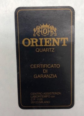 Uhrengarantie ORIENT QUARTZ ungestempelt watch garantie