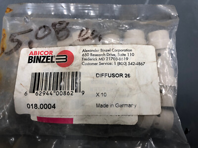 ABICOR BINZEL 018.0004 PK OF 10 DIFFUSOR 26 NEW IN FACTORY BAG*